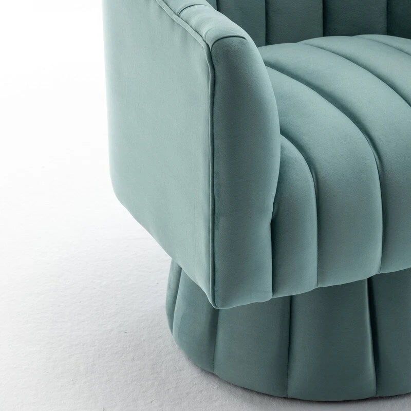 SEYNAR Modern Glam Velvet Upholstered Round 360 Degree Swivel Accent Barrel Chair Set of 2