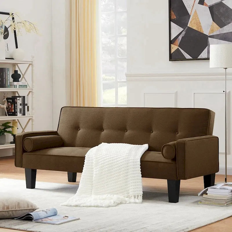Living room sofa convertible into sofa bed includes two pillows