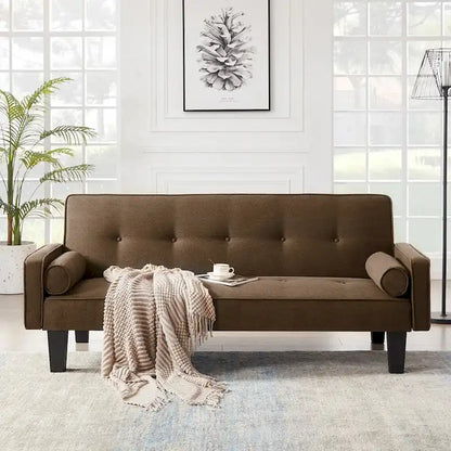 Living room sofa convertible into sofa bed includes two pillows