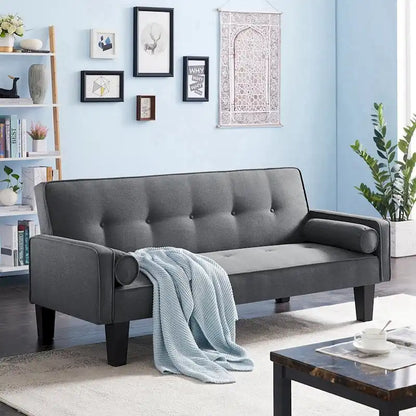 Living room sofa convertible into sofa bed includes two pillows