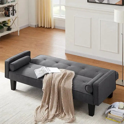 Living room sofa convertible into sofa bed includes two pillows