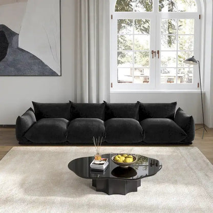 Mid-Century Modern Large 4 Seater Couch, Chenille Sectional Sofa 4 Seats Modular Couches with Thick Cushion