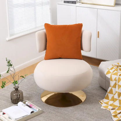 Fabric Swivel Round Barrel Chair