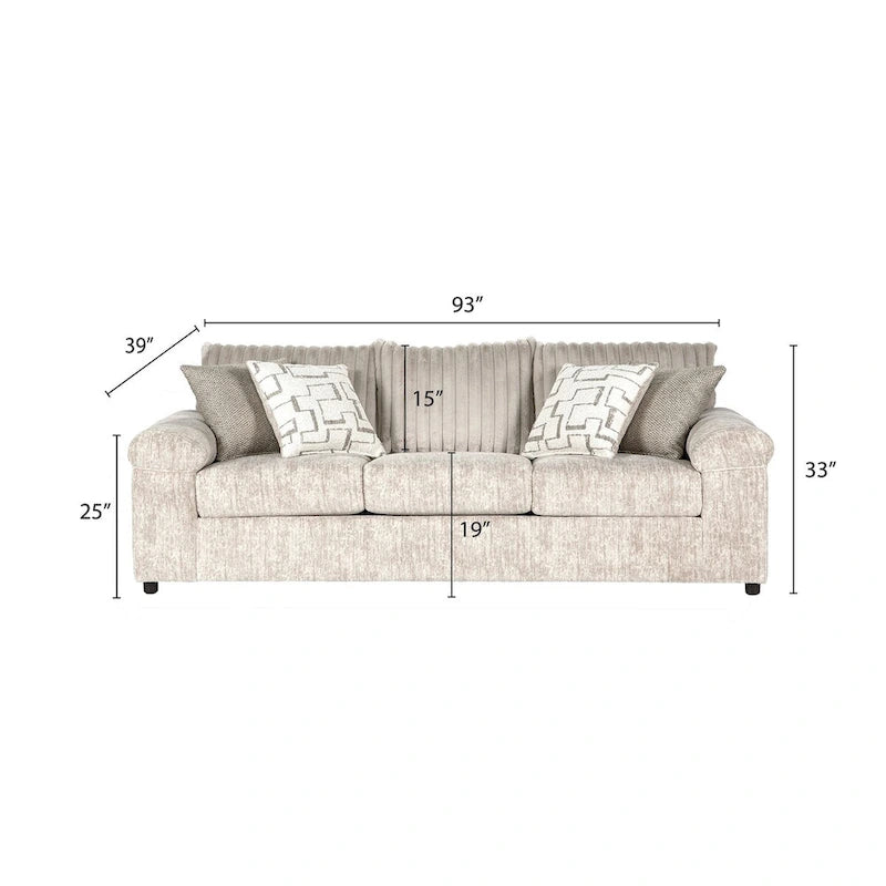 Roundhill Furniture Nason Wide Wale Corduroy Sofa, Loveseat, and Cuddle Chair Set