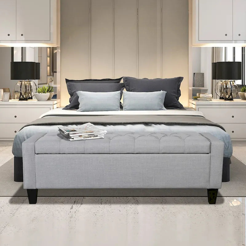 Porthos Home Wren Fabric Button Tufted Storage Bench