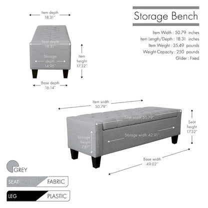 Porthos Home Wren Fabric Button Tufted Storage Bench