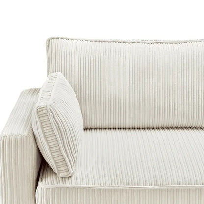 LUE BONA 81 Modern Corduroy 3 Seater Sofa, Polyester Rectangle Upholstered Sofa with Wood Base for Living Room