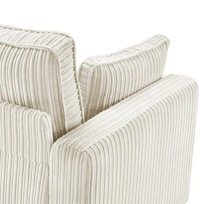 LUE BONA 81 Modern Corduroy 3 Seater Sofa, Polyester Rectangle Upholstered Sofa with Wood Base for Living Room