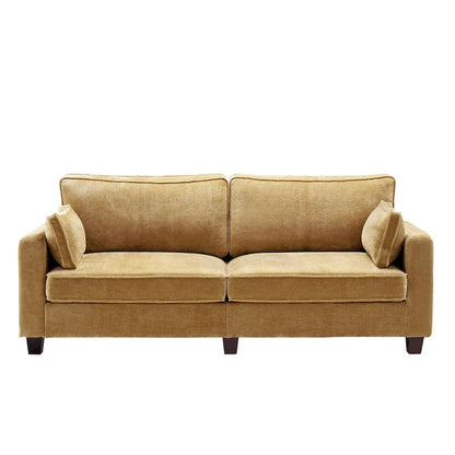 LUE BONA 81 Modern Corduroy 3 Seater Sofa, Polyester Rectangle Upholstered Sofa with Wood Base for Living Room