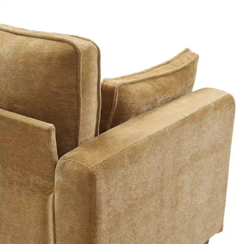 LUE BONA 81 Modern Corduroy 3 Seater Sofa, Polyester Rectangle Upholstered Sofa with Wood Base for Living Room