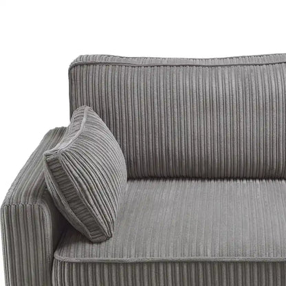 LUE BONA 81 Modern Corduroy 3 Seater Sofa, Polyester Rectangle Upholstered Sofa with Wood Base for Living Room