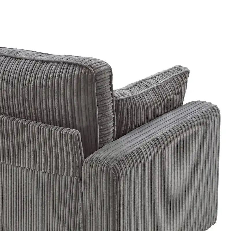 LUE BONA 81 Modern Corduroy 3 Seater Sofa, Polyester Rectangle Upholstered Sofa with Wood Base for Living Room