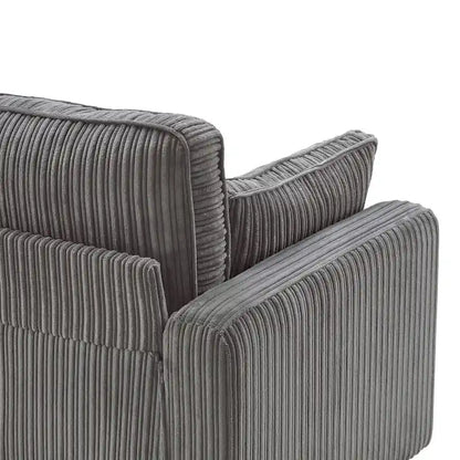 LUE BONA 81 Modern Corduroy 3 Seater Sofa, Polyester Rectangle Upholstered Sofa with Wood Base for Living Room