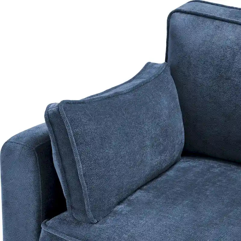 LUE BONA 81 Modern Corduroy 3 Seater Sofa, Polyester Rectangle Upholstered Sofa with Wood Base for Living Room