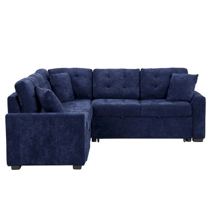 82.6-inch L-shaped Pull-out Sleeper Sofa with Wheels, USB Ports, Power Sockets - 82.6W x 82.6D x 33H