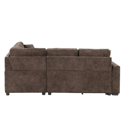 82.6-inch L-shaped Pull-out Sleeper Sofa with Wheels, USB Ports, Power Sockets - 82.6W x 82.6D x 33H
