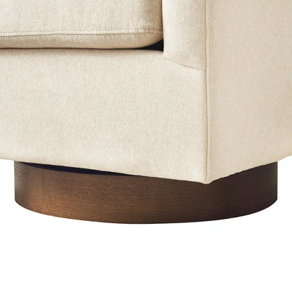LUE BONA Modern Living Room Armchair Upholstered Wooden Barrel Swivel Accent Chair