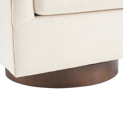 LUE BONA Modern Living Room Armchair Upholstered Wooden Barrel Swivel Accent Chair