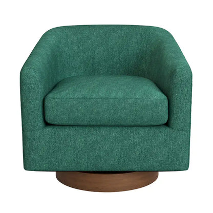LUE BONA Modern Living Room Armchair Upholstered Wooden Barrel Swivel Accent Chair
