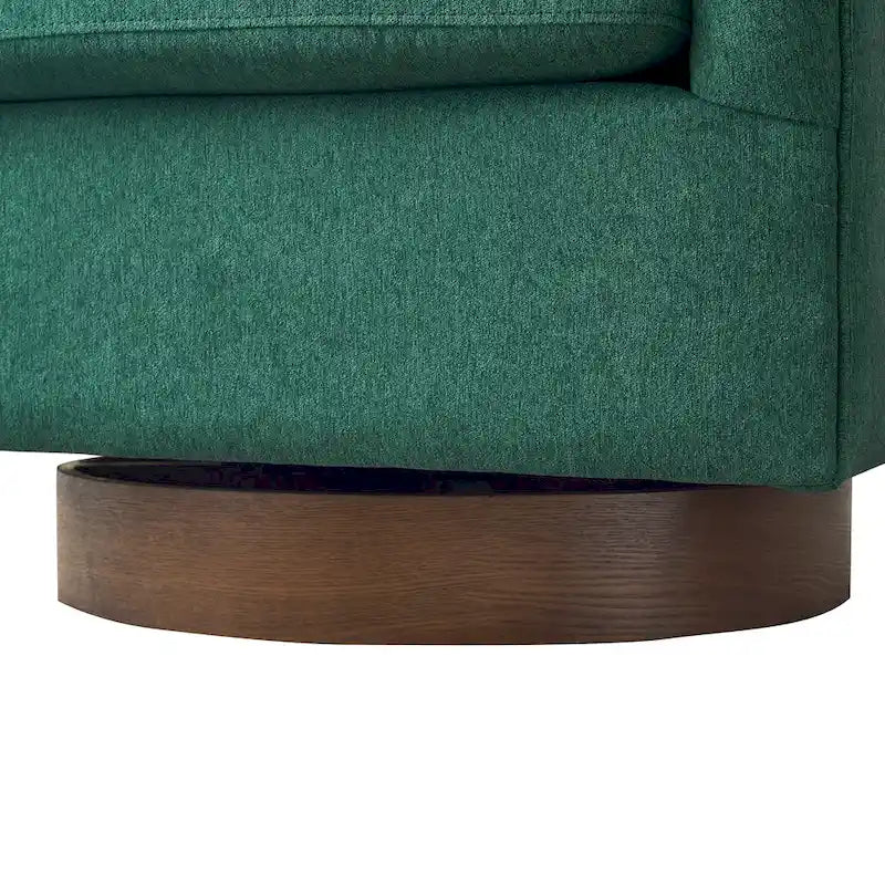 LUE BONA Modern Living Room Armchair Upholstered Wooden Barrel Swivel Accent Chair