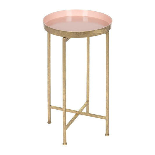 Kate and Laurel Celia Round Metal Foldable Tray Accent Table