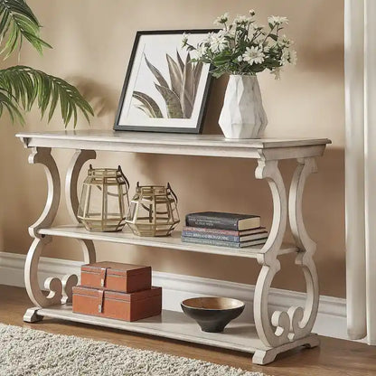 Lorraine Wood Scroll TV Stand Sofa Table by iNSPIRE Q Classic