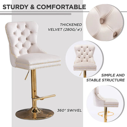Modern Upholstered Adjusatble Thick Swivel Counter Barstools