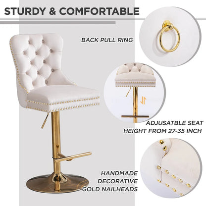 Modern Upholstered Adjusatble Thick Swivel Counter Barstools