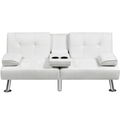 Yaheetech Faux Leather Convertible Futon Sofa Bed 3-In-1 Adjustable Futon Couch