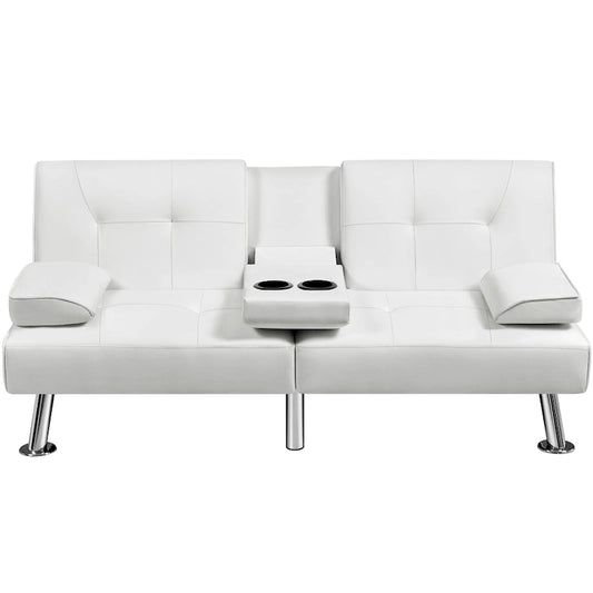 Yaheetech Faux Leather Convertible Futon Sofa Bed 3-In-1 Adjustable Futon Couch