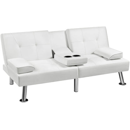 Yaheetech Faux Leather Convertible Futon Sofa Bed 3-In-1 Adjustable Futon Couch