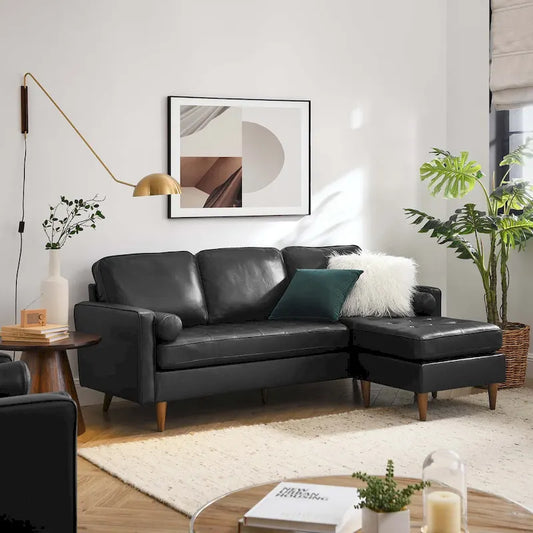 Valour 78 Leather Apartment Sectional Sofa