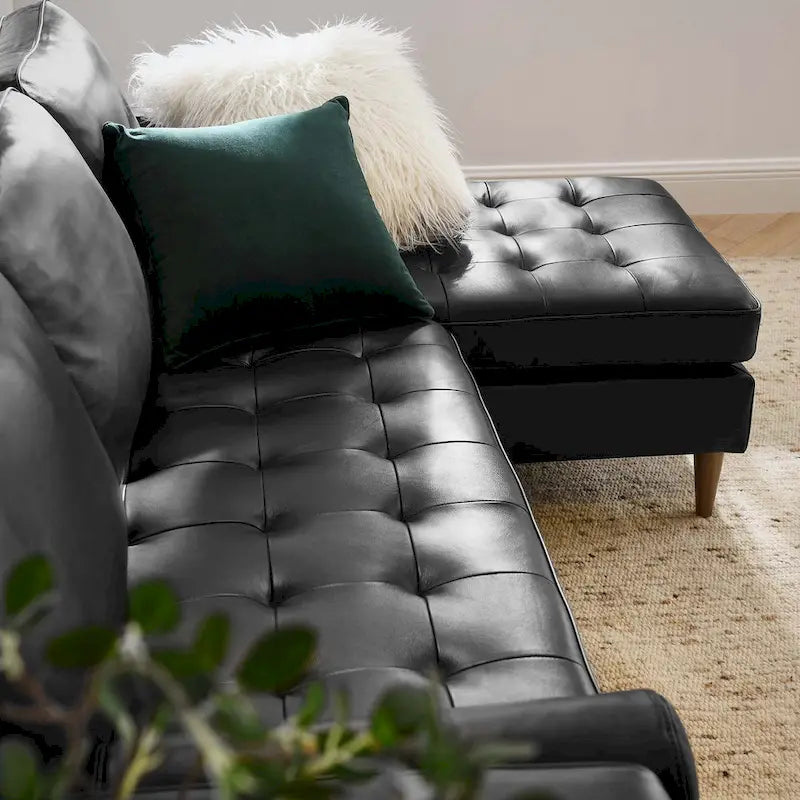 Valour 78 Leather Apartment Sectional Sofa