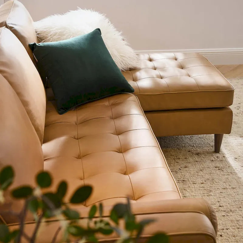 Valour 78 Leather Apartment Sectional Sofa