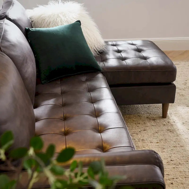 Valour 78 Leather Apartment Sectional Sofa