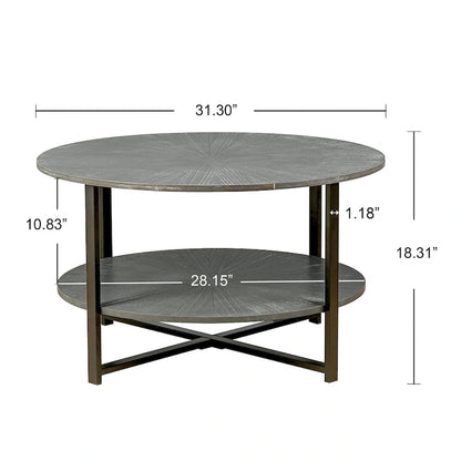 Round Coffee Table With 2-Tier Storage