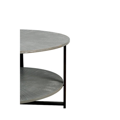 Round Coffee Table With 2-Tier Storage