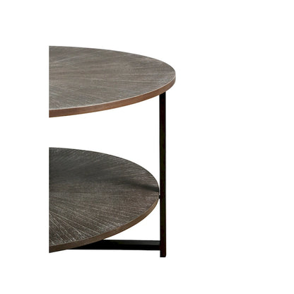 Round Coffee Table With 2-Tier Storage