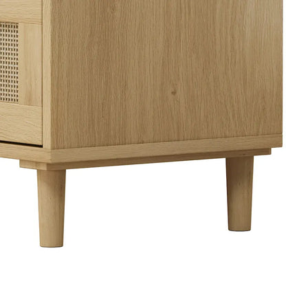 Oak 3-drawers Rattan Storage Cabinet - 31.5L x 15.55W x 30.12H