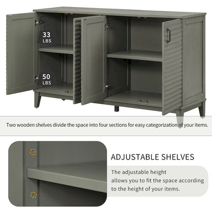Sideboard with 4 Door Large Storage Buffet with Adjustable Shelves