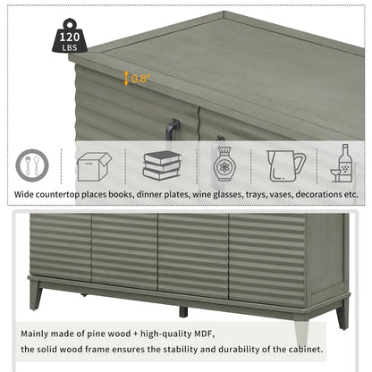 Sideboard with 4 Door Large Storage Buffet with Adjustable Shelves