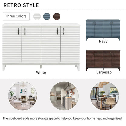 Sideboard with 4 Door Large Storage Buffet with Adjustable Shelves