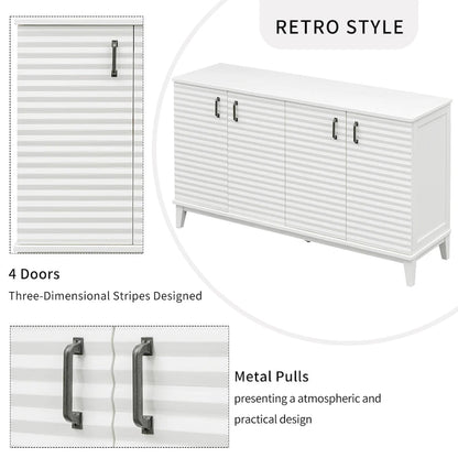 Sideboard with 4 Door Large Storage Buffet with Adjustable Shelves
