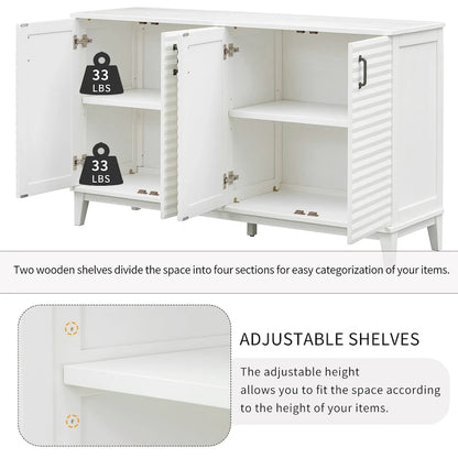 Sideboard with 4 Door Large Storage Buffet with Adjustable Shelves