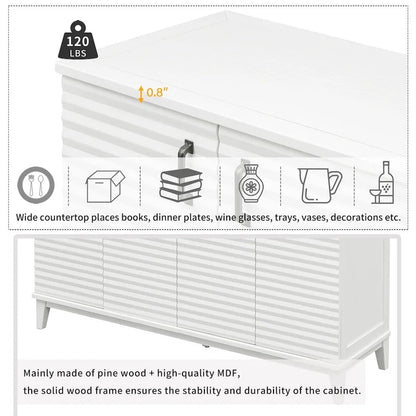 Sideboard with 4 Door Large Storage Buffet with Adjustable Shelves