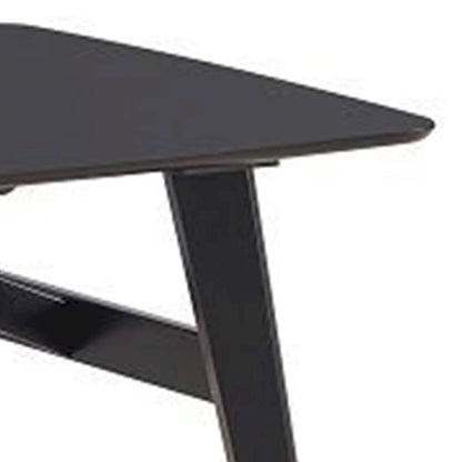 Iora 71 Inch Dining Table, Industrial Style, Rounded Corners, Black Wood