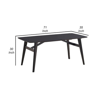 Iora 71 Inch Dining Table, Industrial Style, Rounded Corners, Black Wood
