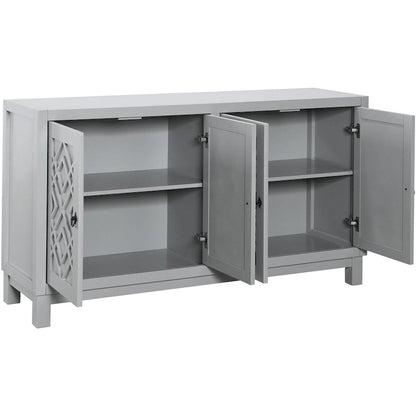 Large Storage Space Sideboard,4 Door Buffet Cabinet with Pull Ring Handles - N/A
