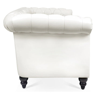 Cream 84.65 Traditional Chesterfield 3 Seater Sofa, PU Leather