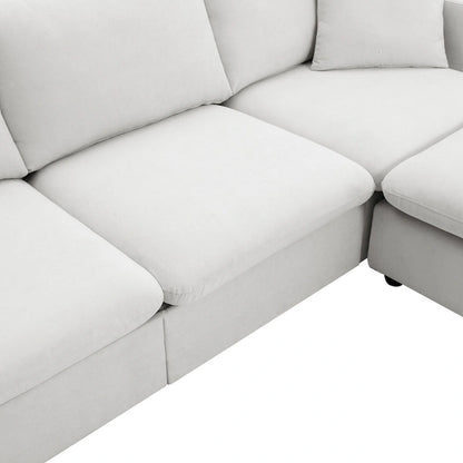 Modern Sectional Sofa,L-shaped Couch Set with 2 Free pillows,4-seat Polyester Fabric Couch Set with Convertible Ottoman